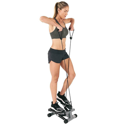 Sunny Health Fitness Portable Mini Stepper - Detachable Bands - Compact Cardio Machine-Black-17x13