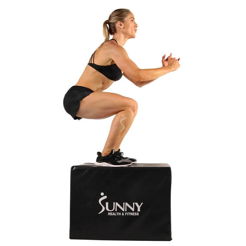 Sunny Health & Fitness 3-in-1 Foam Plyo Box-Versatile Workout Step-Durable Black, 28x24x20