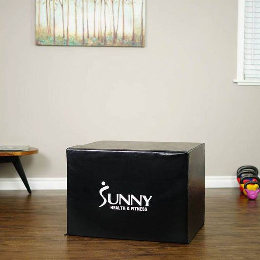 Sunny Health & Fitness 3-in-1 Foam Plyo Box-Versatile Workout Step-Durable Black, 28x24x20