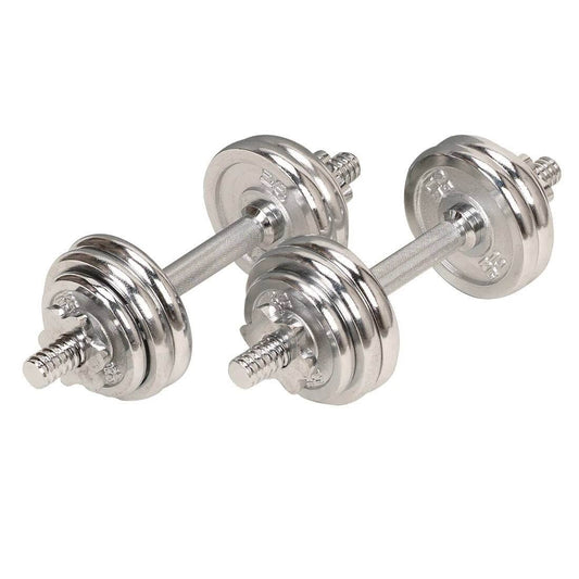 Sunny Health & Fitness 33lb Chrome Dumbbell Set-Versatile Strength Training Weights-Silver,Compact Design