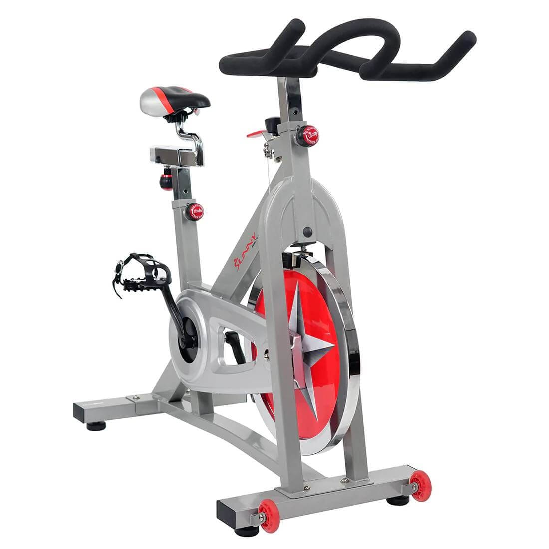 Sunny Health & Fitness 40 LB Indoor Cycling Bike-Heavy-Duty Pro Bike-Black, 46.5x18x46