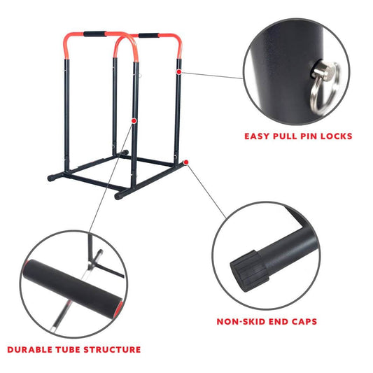 Sunny Health & Fitness Versatile Dip Station-Multi-Exercise Dip Stand-Full-Body Workouts-33.7x21.1x35.6