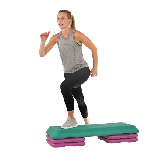 Sunny Health & Fitness Deluxe Aerobic Step-Cardio Workouts-Non-slip Surface-Adjustable Height -42x17x8