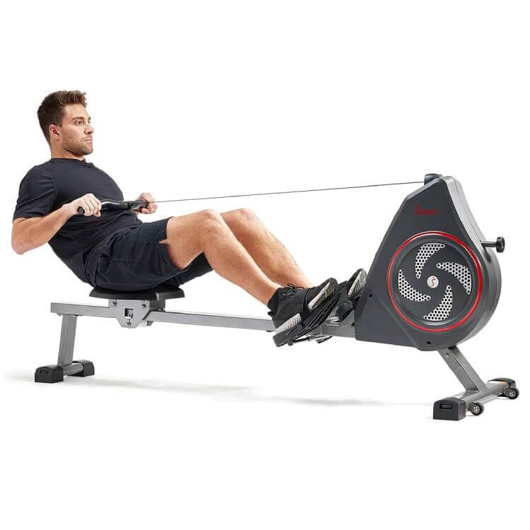 Sunny Health & Fitness Air Magnetic Rowing Machine-Full Body Workout-Smart Fitness-Black,72.6x25.1x31.3