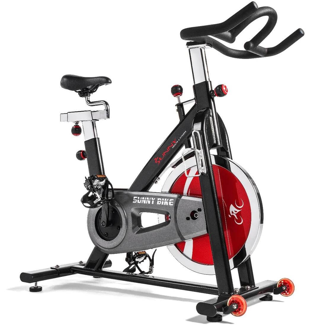 Sunny Health & Fitness Indoor Spin Bike-Smooth Flywheel-Adjustable Cycle-Secure Foot Pedals