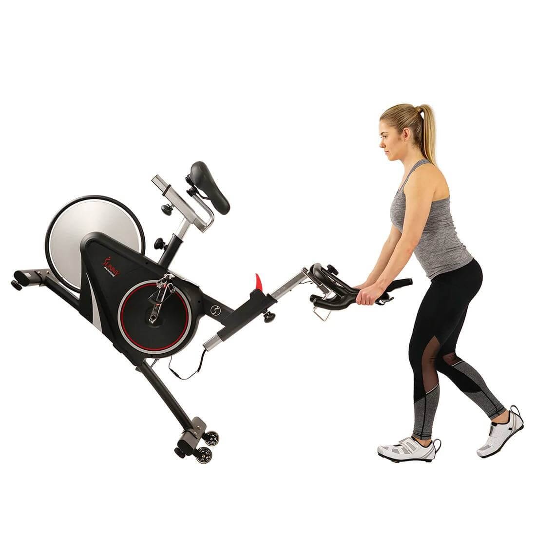 Sunny Health & Fitness Cardio Cycle Bike-Magnetic Exercise Bicycle-13-Level Resistance-Black, 53.2x 23.6x54.3