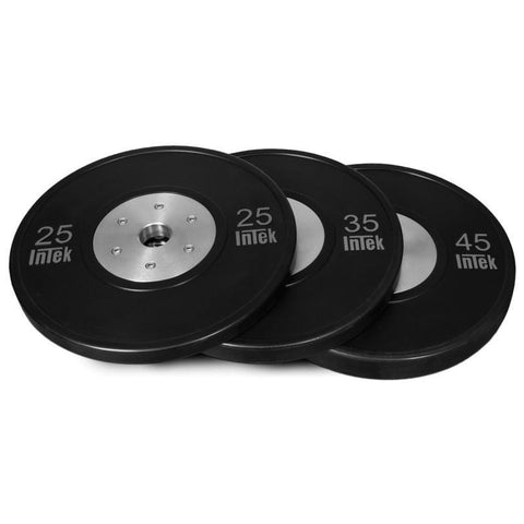 Intek Strength Bravo Bumper Plate Sets - Durable Weightlifting Plates - Black, Various Widths