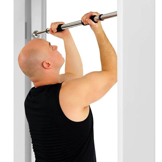 Sunny Health & Fitness Home Doorway Pull Up Bar-Sturdy Chrome Plated Steel - Adjustable Length-24.5-36