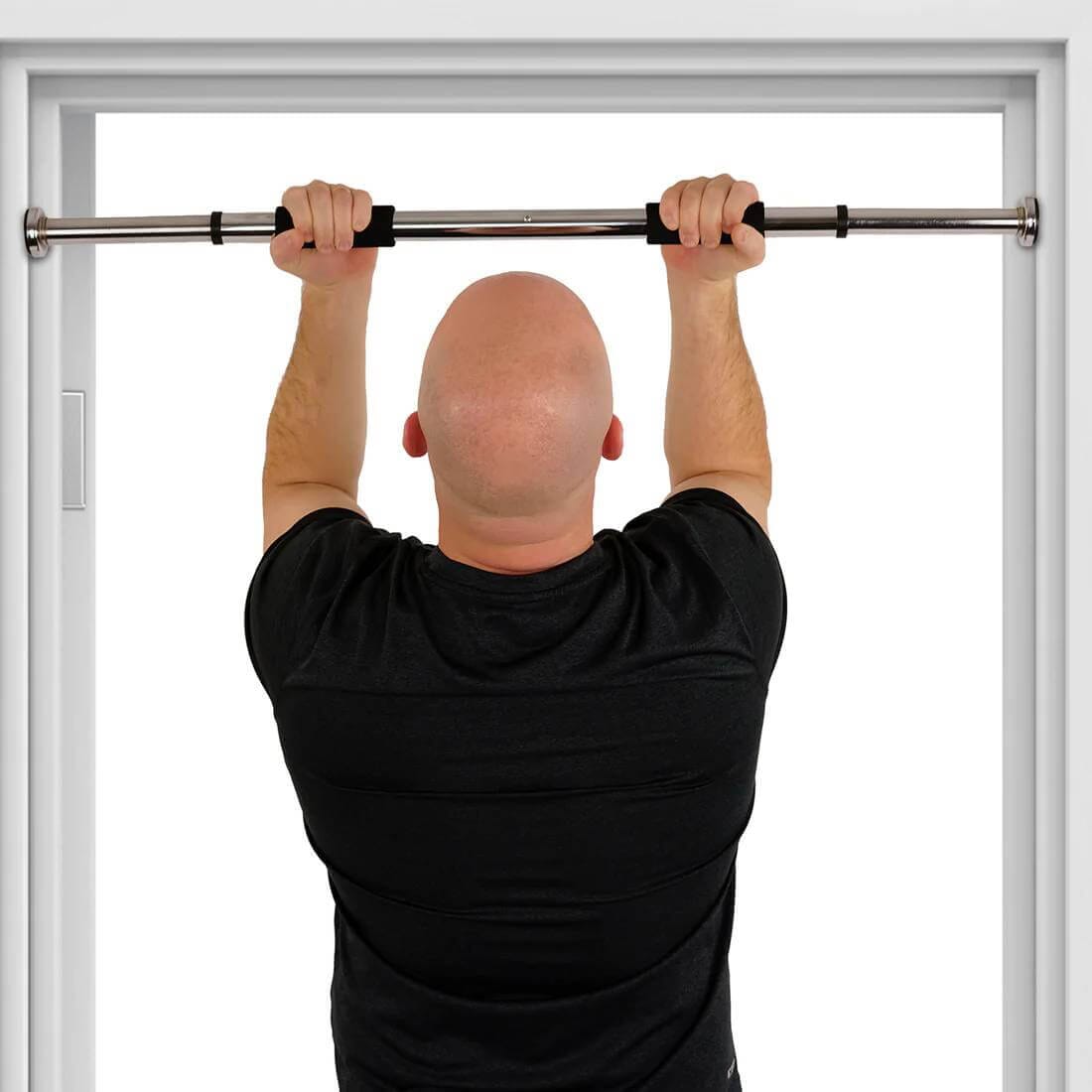 Sunny Health & Fitness Home Doorway Pull Up Bar-Sturdy Chrome Plated Steel - Adjustable Length-24.5-36