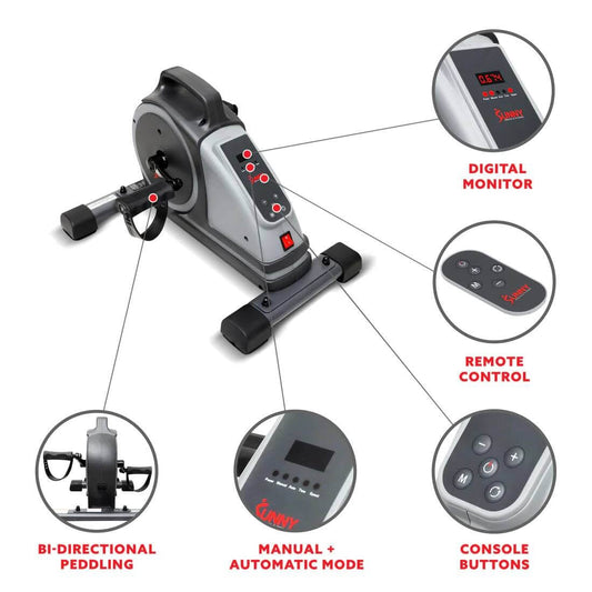 Sunny Health & Fitness Electromagnetic Exercise Bike-Quiet & Efficient-Adjustable Resistance-Non-Slip Pedals-Compact Design