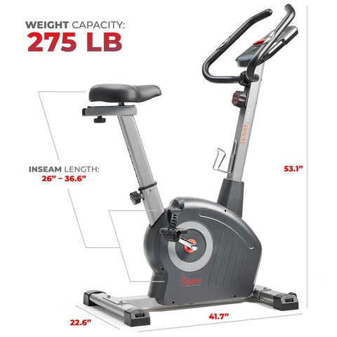 Sunny Health & Fitness Elite Smart Exercise Bike-Connected Fitness Home Gym-Black/Red-41.7Lx22.6x53.1