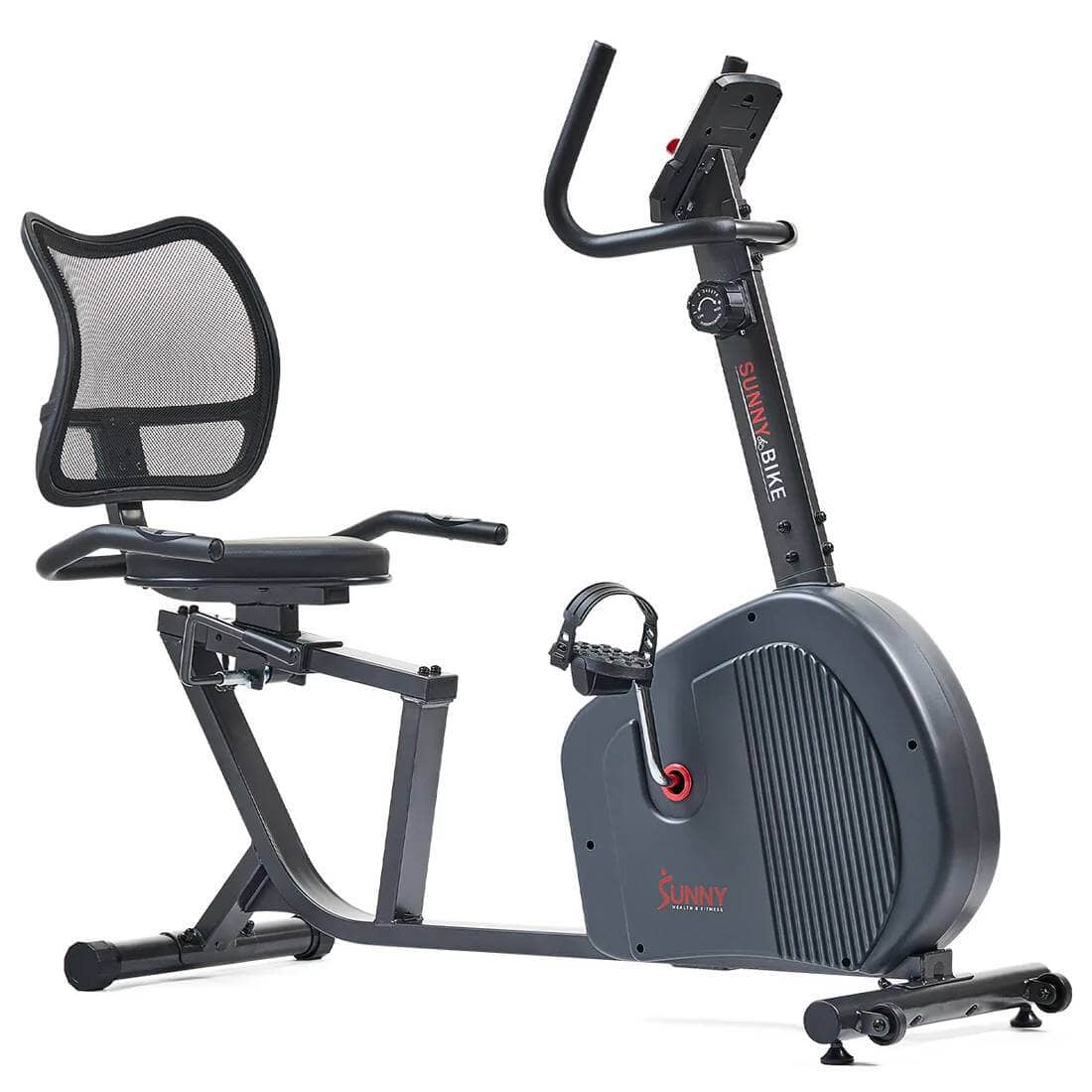 Sunny Health & Fitness Endurance Smart Recumbent Bike-Comfortable Magnetic Cycling-56.9x23.6x46.5