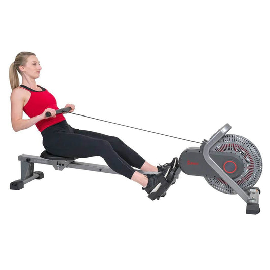 Sunny Health Fitness Air Rowing Machine - Total Body Workout - Black - 78x22.8x22.6