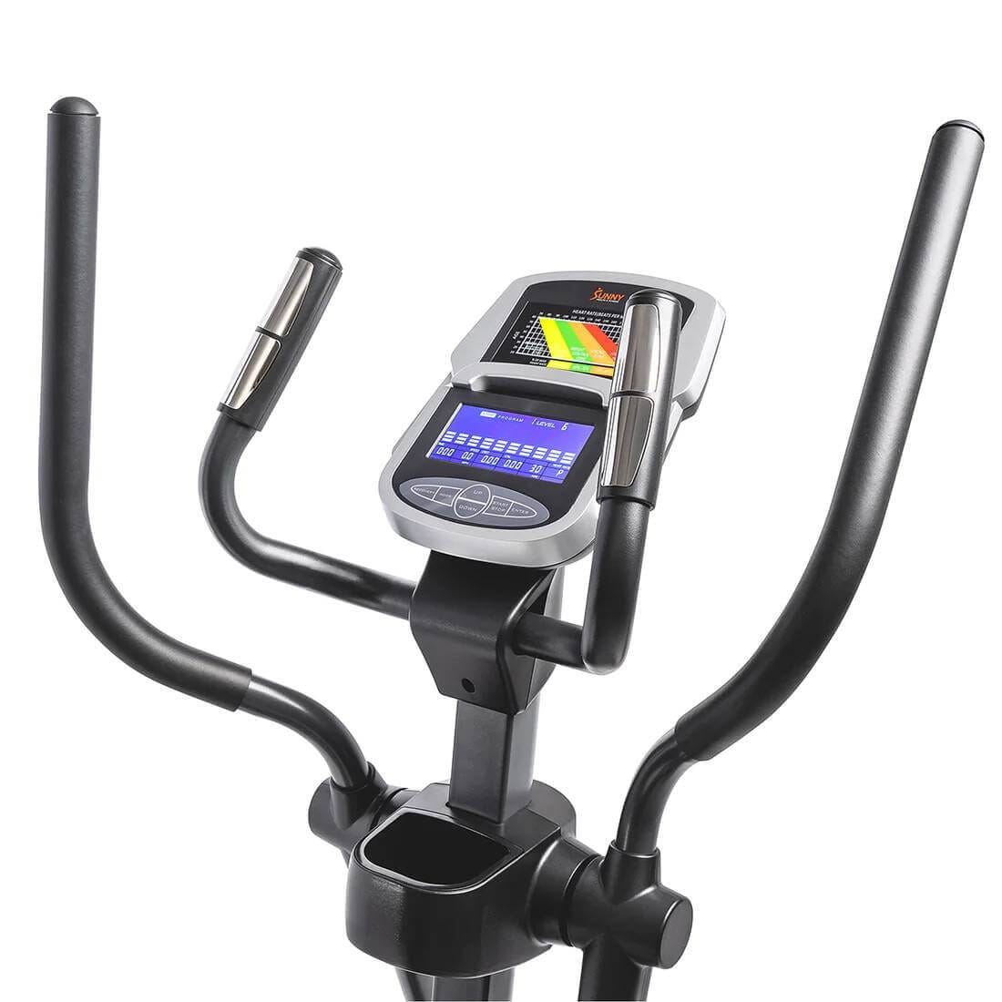 Sunny Health Fitness Advanced Programmable Elliptical - Customizable Cardio -Black -66.9x24.8x64.6