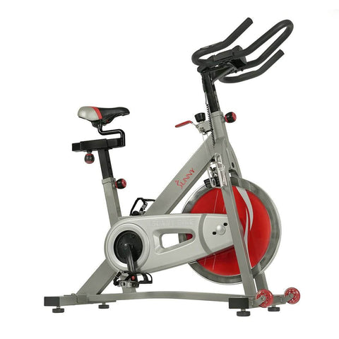 Sunny Health Fitness Pro II Indoor Cycling Bike - Silent Belt Drive-Adjustable Seat-Black-49.5x20x49 in