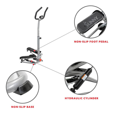 Sunny Health Fitness Adjustable Cardio Stepper-Twist Step Exercise Machine-Robust Design-Black