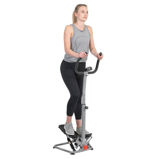 Sunny Health Fitness Adjustable Cardio Stepper-Twist Step Exercise Machine-Robust Design-Black