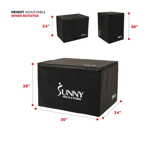 Sunny Health Fitness Plyo Jump Box: Boost Workouts - Foam Plyometrics - Compact - Black - 30x24