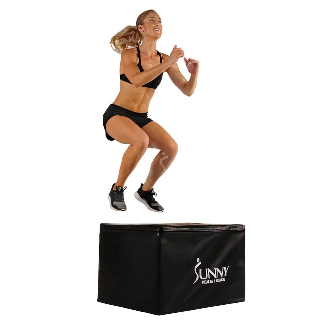 Sunny Health Fitness Plyo Jump Box: Boost Workouts - Foam Plyometrics - Compact - Black - 30x24