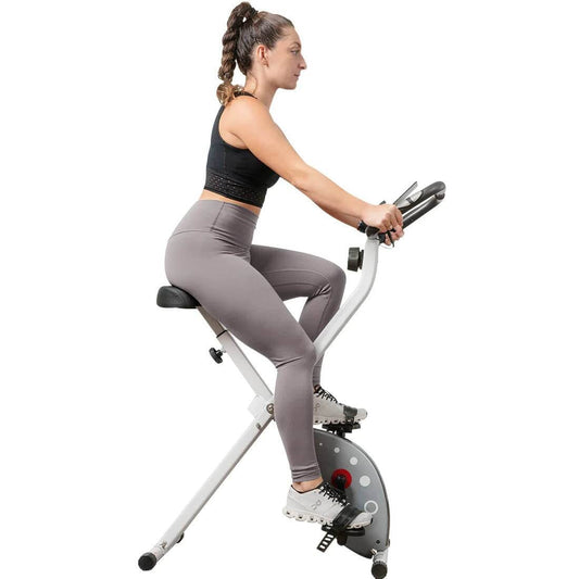 Sunny Health Fitness Compact Exercise Bike - Foldable Magnetic Resistance - Black -33x17x45