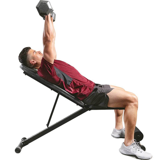 Sunny Health Fitness Adjustable Weight Bench-Versatile Workout Bench-Black Steel,52.5x18.1x46.8