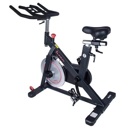 Sunny Health Fitness Cardio Workout Bike - Magnetic Belt - 44lb Flywheel-Adjustable Seat-Black