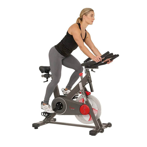 Sunny Health Fitness Adjustable Indoor Cycling Exercise Bike-Quiet Magnetic Belt-Pulse Sensors-Black