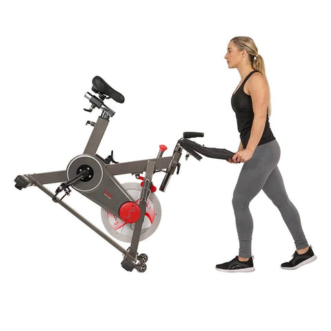 Sunny Health Fitness Adjustable Indoor Cycling Exercise Bike-Quiet Magnetic Belt-Pulse Sensors-Black