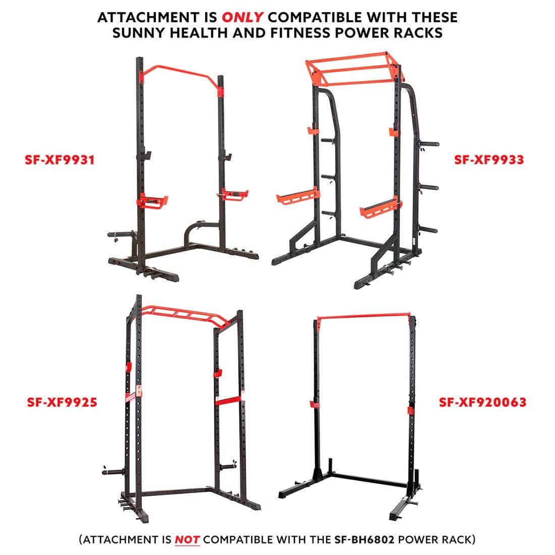 Sunny Health Fitness Power Rack Lat Pulldown - Versatile Steel Pulley-Black-18.3x1.3x2.8
