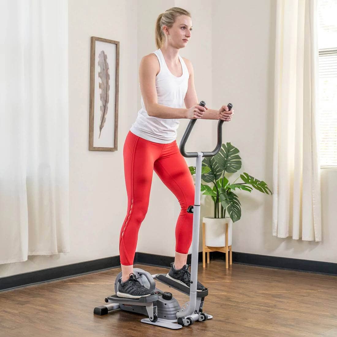 Sunny Health Fitness Lightweight Magnetic Elliptical - Compact Cross Trainer-Adjustable Resistance