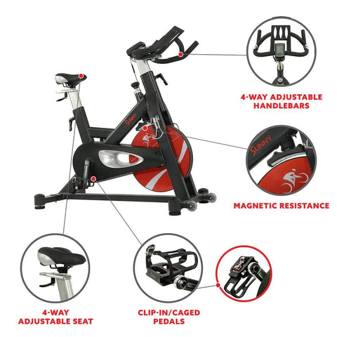 Sunny Health Fitness Evolution Pro II - Total-Body Magnetic Indoor Bike-Black-49x24x50.5