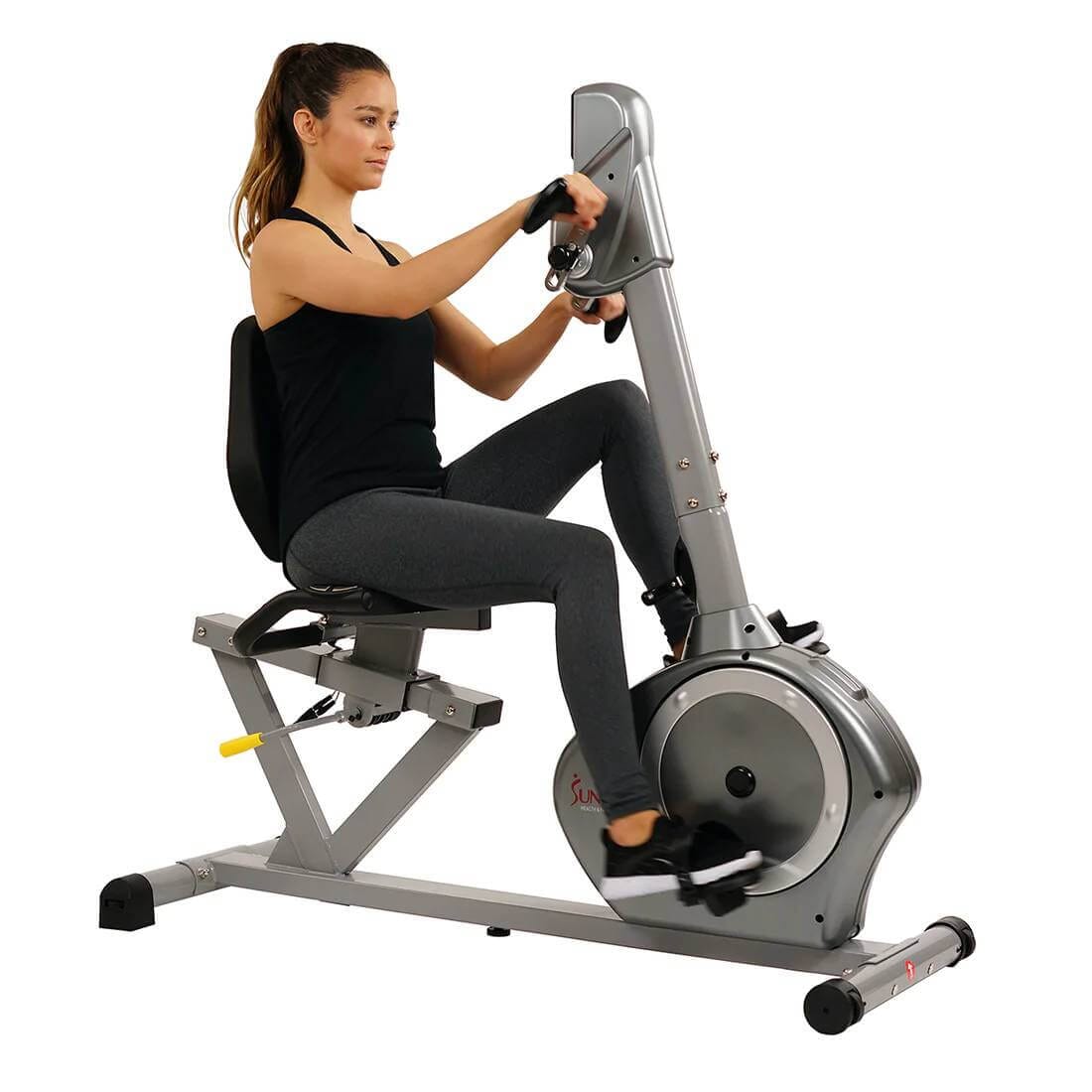 Sunny Health Fitness Magnetic Exercise Bike -Versatile Recumbent Cycle-Black-51x25Wx52.5