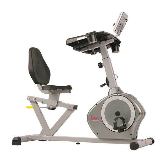 Sunny Health Fitness Magnetic Workstation Bike - Multitasking Exercise Cycle - Black -50x30x49.5