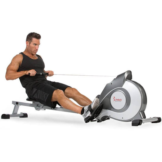 Sunny Health Fitness Magnetic Rower - Quiet Indoor Rowing - Black - 89x18.9x23.6 in