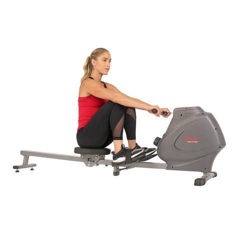 Sunny Health Fitness Magnetic Power Rowing Machine - Synergy Rower - Black -77Lx23x22.5