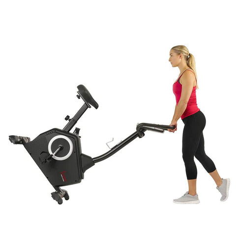 Sunny Health Fitness Programmable Upright Exercise Bike - Magnetic Cycle - Black -34x22.5x55.5 in