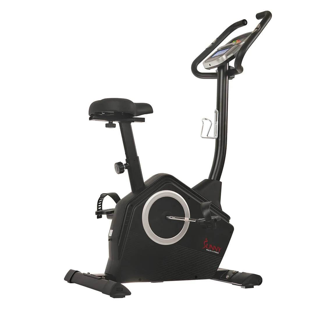 Sunny Health Fitness Programmable Upright Exercise Bike - Magnetic Cycle - Black -34x22.5x55.5 in