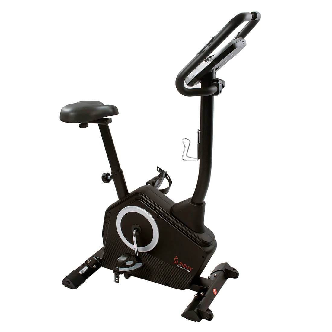 Sunny Health Fitness Programmable Upright Exercise Bike - Magnetic Cycle - Black -34x22.5x55.5 in