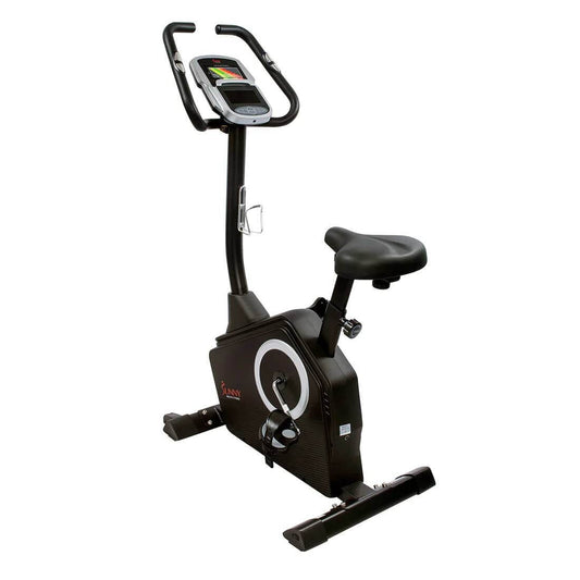 Sunny Health Fitness Programmable Upright Exercise Bike - Magnetic Cycle - Black -34x22.5x55.5 in