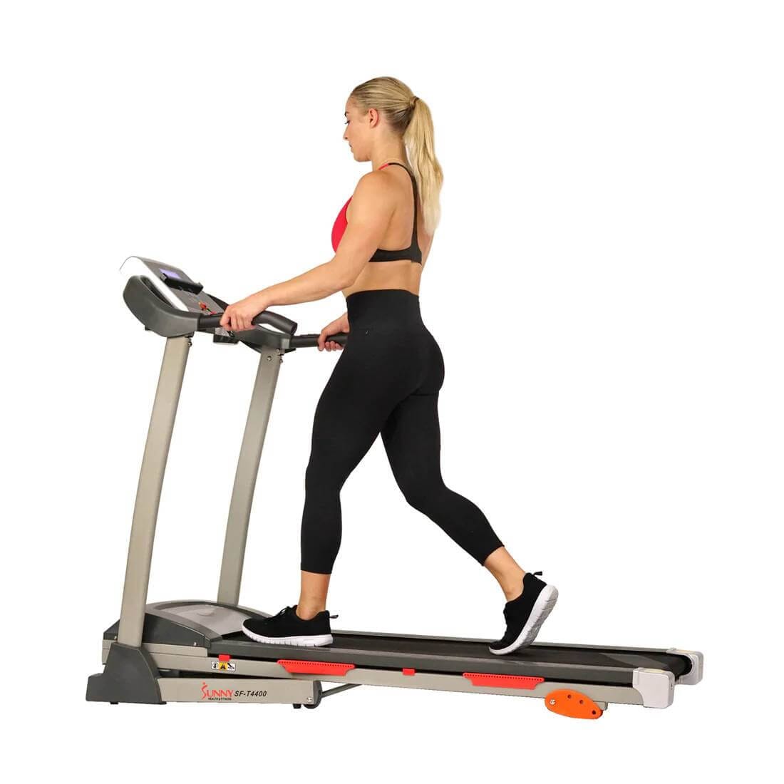 Sunny Health Fitness Incline Running Machine - Foldable Treadmill - Black - 62x25.5x50