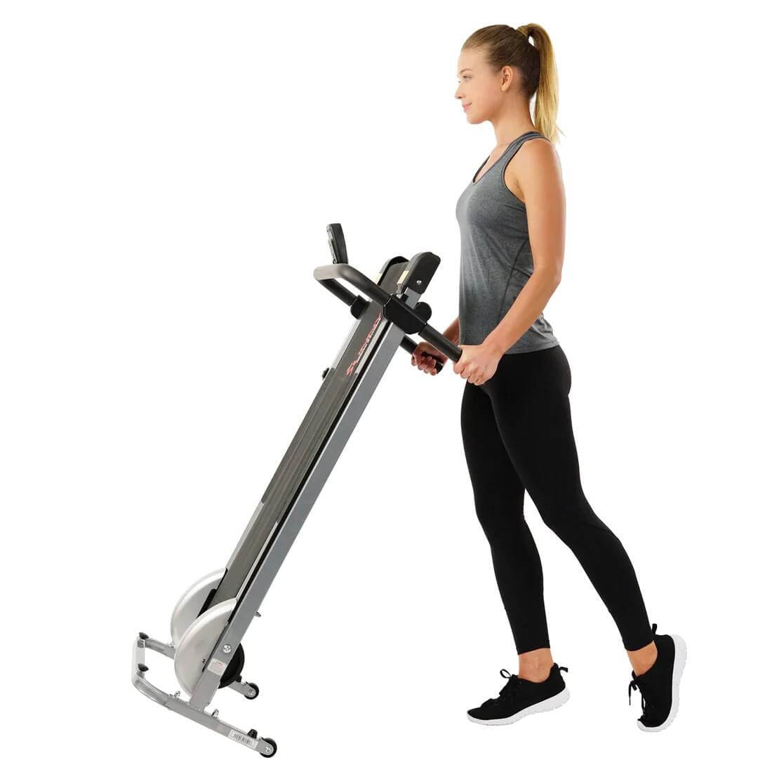 Sunny Health Fitness Foldable Walking Treadmill - Compact & Non-Electric -Black-49x23x50