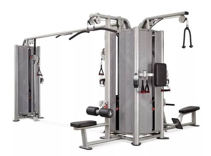 Steelflex Cable Crossover Gym - Versatile Equipment - 215 lb Weight Stacks - Silver -206x141x88
