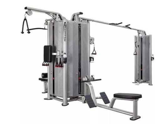 Steelflex Cable Crossover Gym - Versatile Equipment - 215 lb Weight Stacks - Silver -206x141x88