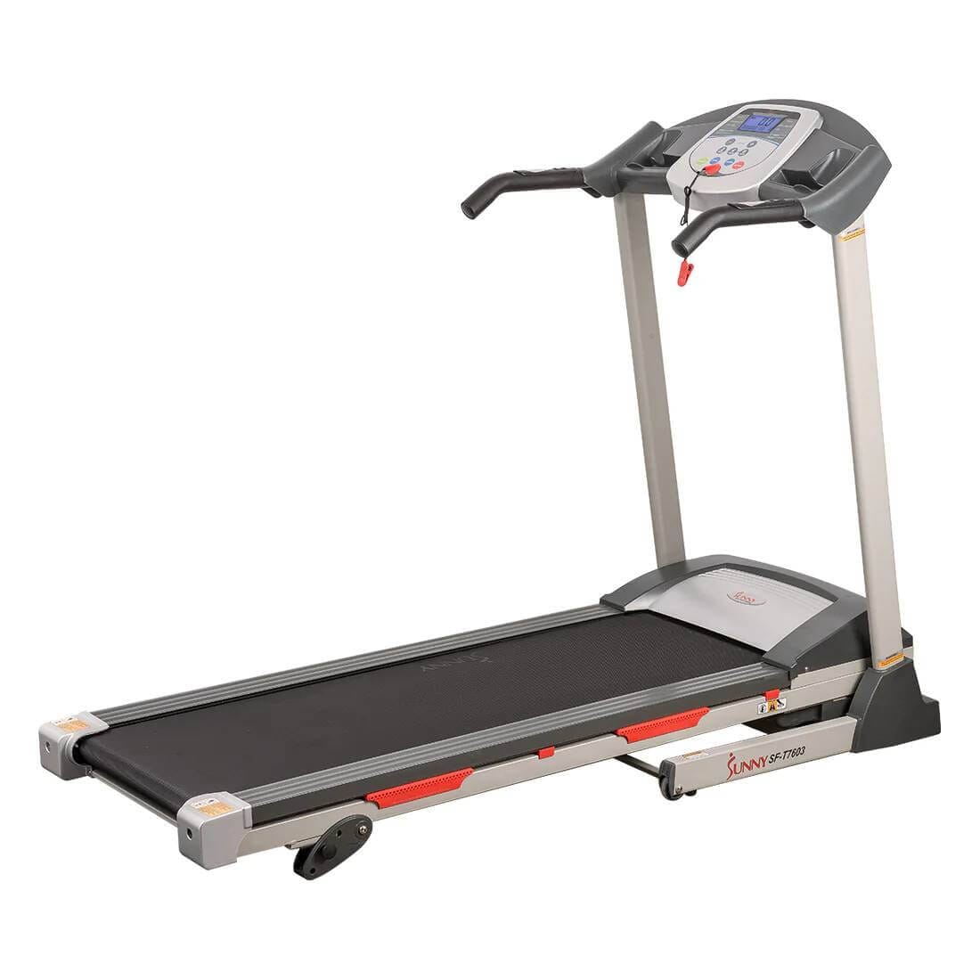 Sunny Health Fitness Electric Treadmill-Motorized Cardio Trainer-Compact & Portable-Black