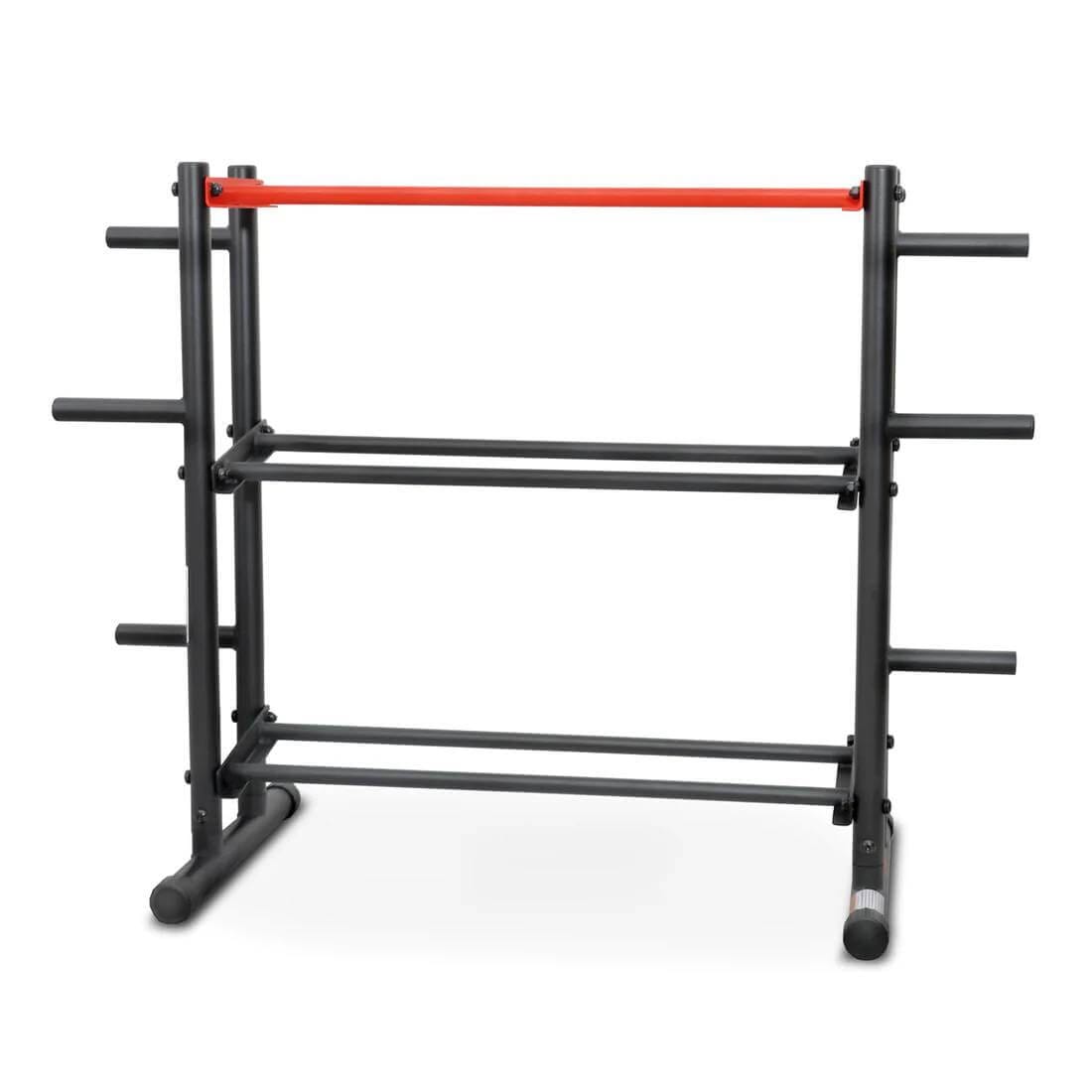 Sunny Health Fitness Compact Weight Storage Rack-Durable Home Gym Organizer-Black-38.6