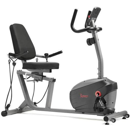 Sunny Health Fitness Interactive Recumbent Bike - Advanced Cardio Trainer - Full Body Workout