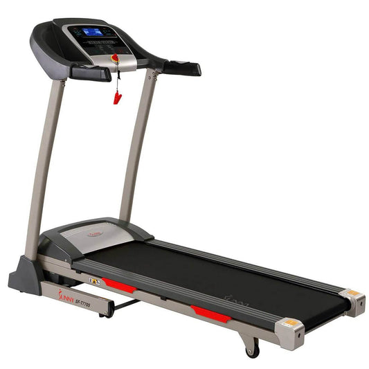 Sunny Health Fitness Foldable Cardio Treadmill - Auto-recline - Shock Absorption-Black-64x27