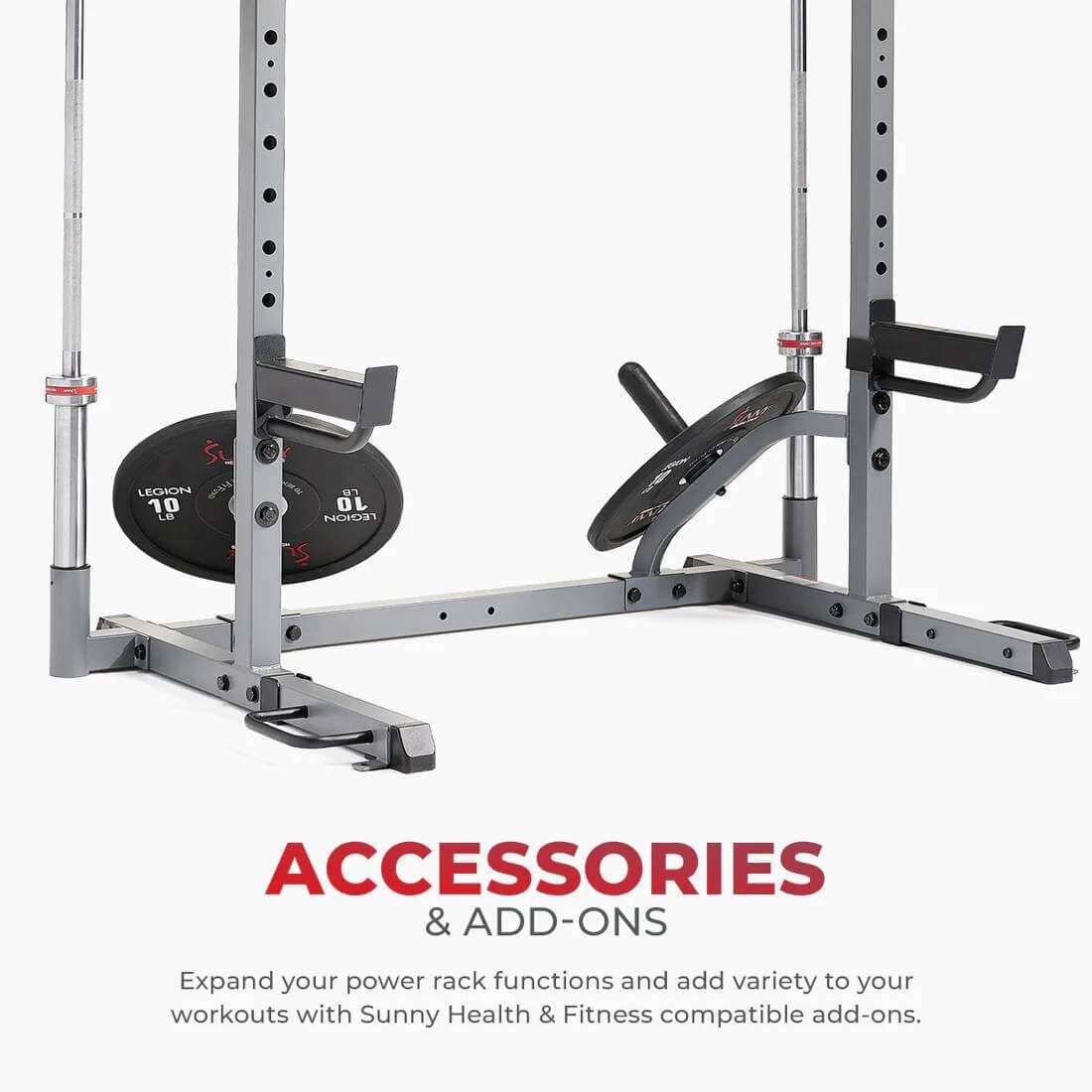 Sunny Health Fitness PowerVersa All-In-One Strength Rack-Versatile Gym Power Cage-Black-37.6x56.3x86.2