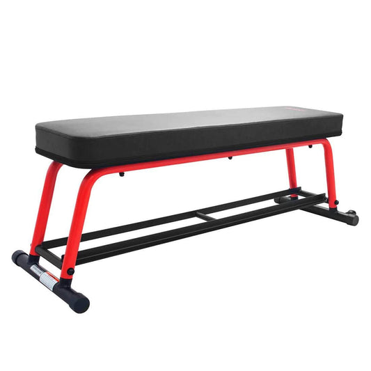 Sunny Health Fitness Power Zone Flat Bench - Sturdy Home Gym Essential - Black-49.6x16.1x16.9