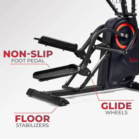 Sunny Health Fitness Premium Climber Elliptical - Versatile Cardio Machine-Black-44x25x 64